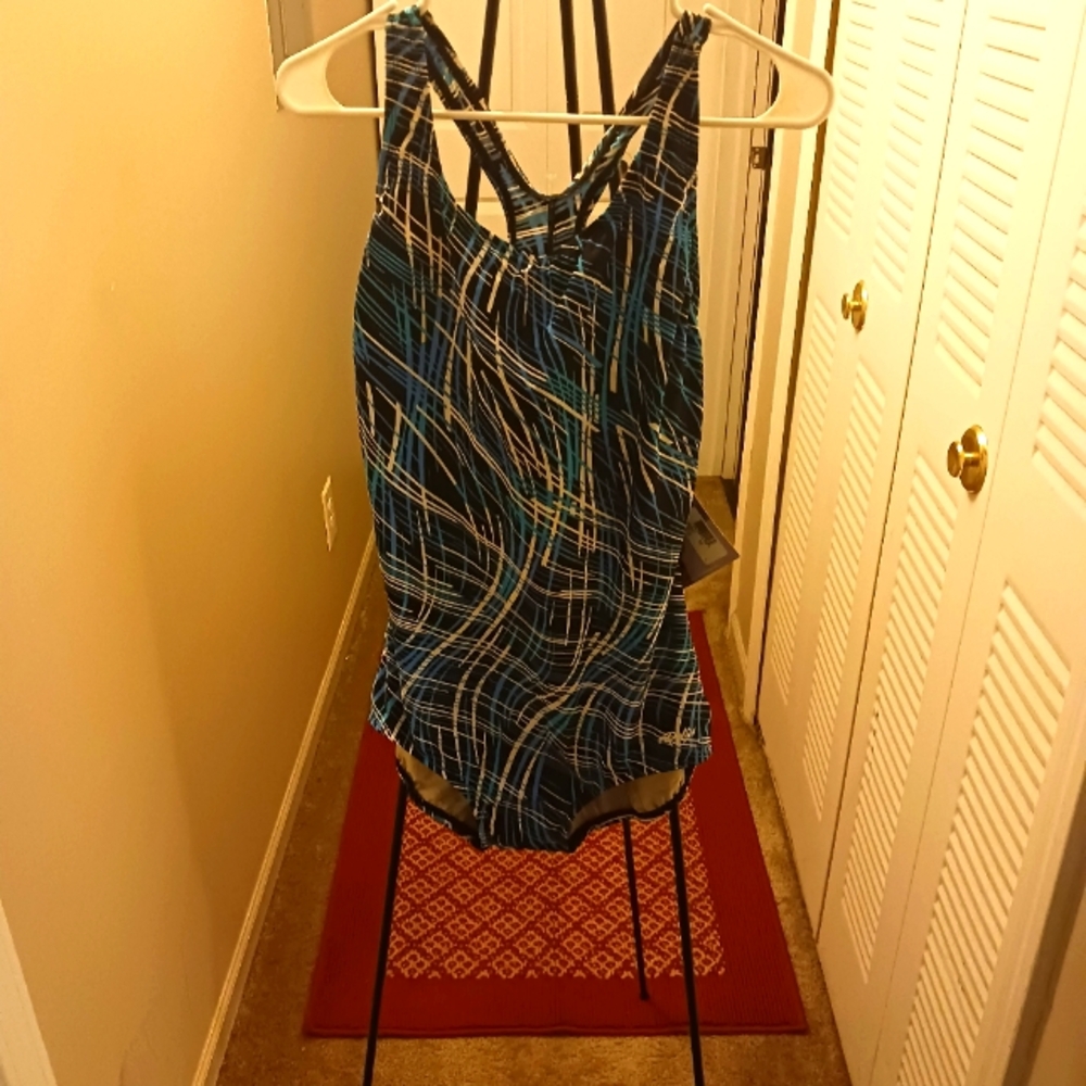 Blue and Black Patterned Swimsuit
